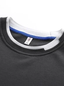 Men Letter Patched Sweatshirt - Dark Grey - View 3