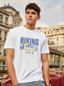 男士字母和山印花T恤 - 白色 - 查看 1