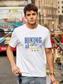 男士字母和山印花T恤 - 白色 - 查看 4