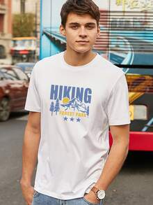 男士字母和山印花T恤 - 白色 - 查看 5