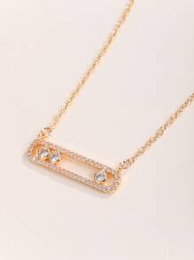 方晶鋯石幾何掛墜項鍊