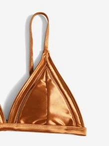 Metallic Triangle Bikini For Summer Beach - Orange - View 4