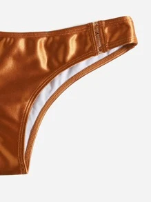 Metallic Triangle Bikini For Summer Beach - Orange - View 5