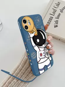 Telescope Astronaut Side Print Phone Case With Lanyard, Compatible With Apple Iphone Series Iphone7 8 11 12 13 14 Promax Plus X Xr Xsmax Se2,iphone15,15pro,15plus,15promax Compatible With iPhone15/15Plus/15Pro/15Promax - Navy Blue - View 1