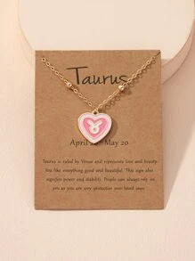 Zodiac Sign Heart Charm Necklace - Multicolor - View 1