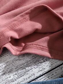 老虎印花圓領T恤 - 藕粉色 - 查看 4