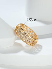 Vanel قطعة واحدة خاتم مجوهرات للنساء على طراز القصر العتيق مُفرَّغ بزهرة مُثبتة بحجر المكعب هدية عيد الأم و عيد الأم