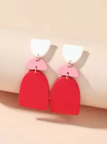 1對時尚幾何耳墜適合女士日常裝飾 - 彩色 - 查看 1