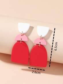 1對時尚幾何耳墜適合女士日常裝飾 - 彩色 - 查看 3