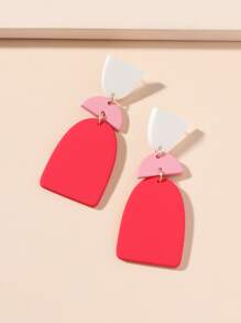 1對時尚幾何耳墜適合女士日常裝飾 - 彩色 - 查看 4