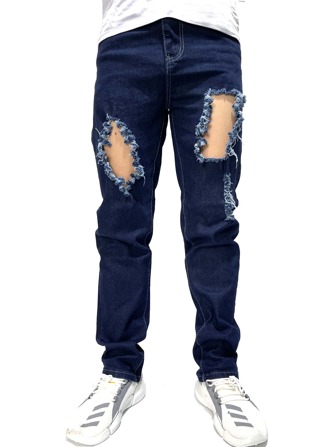 ragazzi Jeans strappati monocolore