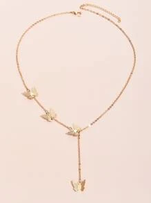 Butterfly Charm Necklace - Yellow Gold - View 2