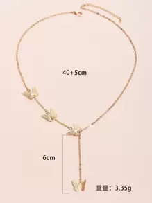 Butterfly Charm Necklace - Yellow Gold - View 3
