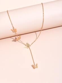 Butterfly Charm Necklace - Yellow Gold - View 4