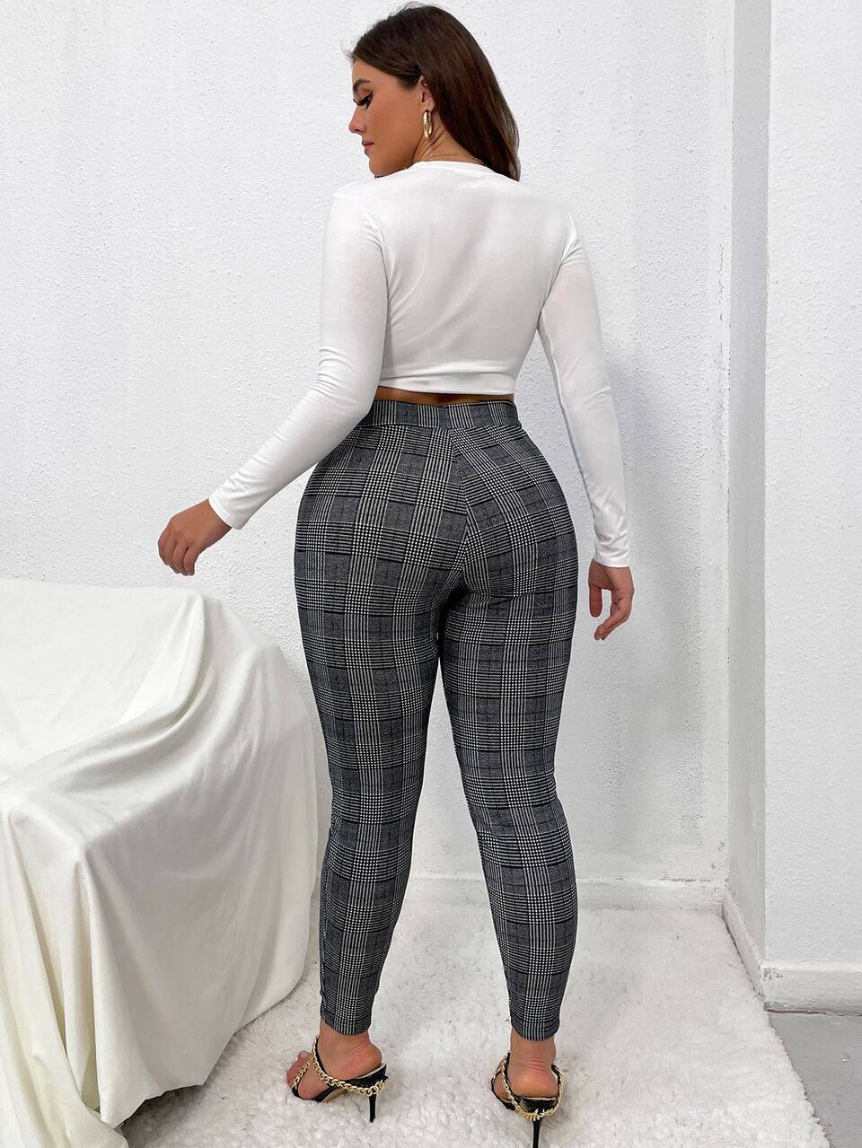 Plus Plaid Skinny Pants