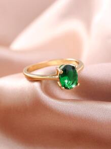 Nooxian Oval Cubic Zirconia Decor Ring - Yellow Gold - View 2