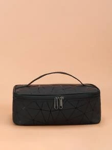 1 túi đựng đồ trang điểm họa tiết hình học, đồ dùng cần thiết khi đi du lịch - màu đen - Xem 1