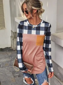 格子圖案口袋細節T恤 - 彩色 - 查看 3