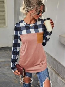 格子圖案口袋細節T恤 - 彩色 - 查看 4