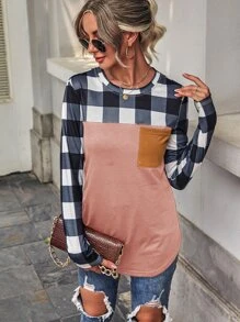 格子圖案口袋細節T恤 - 彩色 - 查看 6