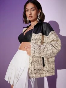 SHEIN Unity Áo khoác ngoài nữ Túi Dây kéo Khối Màu Giải trí - Nhiều màu - Xem 1