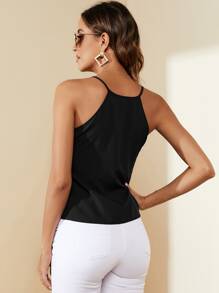 SHEIN Essnce Solid Press Crease Cami Top - Black - View 2