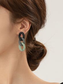Chain Decor Drop Earrings - Multicolor - View 5