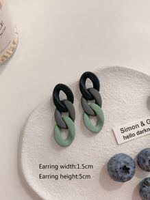 Chain Decor Drop Earrings - Multicolor - View 4