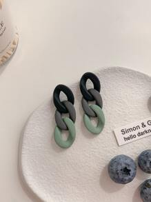 Chain Decor Drop Earrings - Multicolor - View 3
