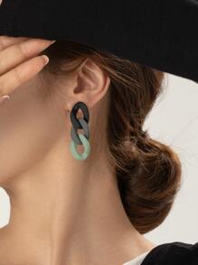 Chain Decor Drop Earrings - Multicolor - View 2