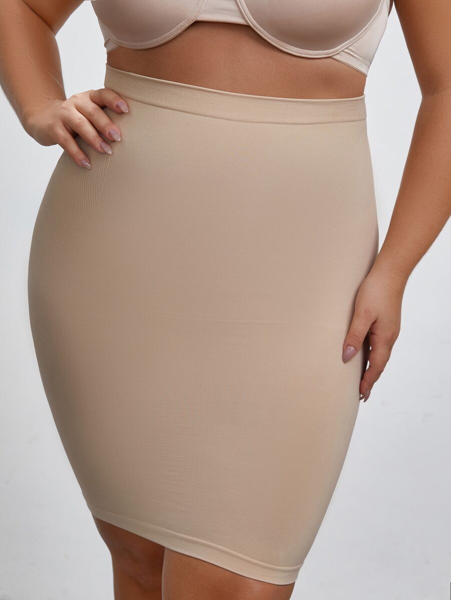 High Waist Shapewear Skirt - Apricot - View 1