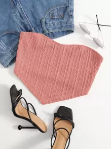 SHEIN EZwear Áo nữ Bất đối xứng màu trơn Giải trí - Bụi hồng - Xem 1