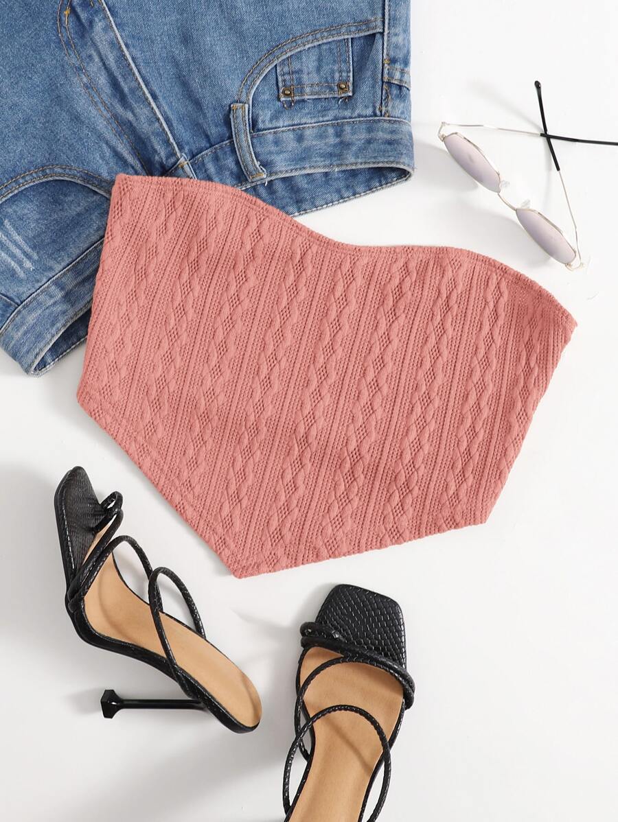 SHEIN EZwear Áo nữ Bất đối xứng màu trơn Giải trí - Bụi hồng - Xem 1