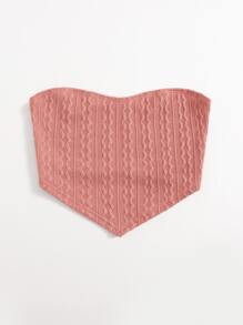 SHEIN EZwear Áo nữ Bất đối xứng màu trơn Giải trí - Bụi hồng - Xem 3