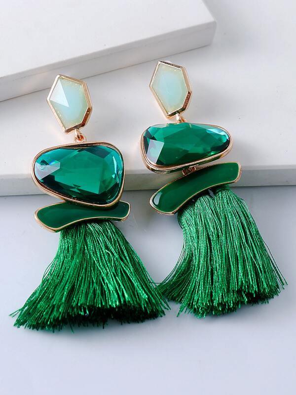 juran Tassel Decor Drop Earrings
