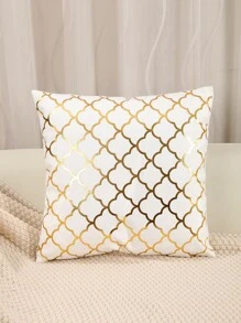 Housse de coussin (sans bourre) métallique doré à motif géométrique