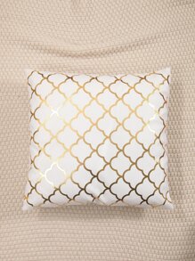 Housse de coussin (sans bourre) métallique doré à motif géométrique