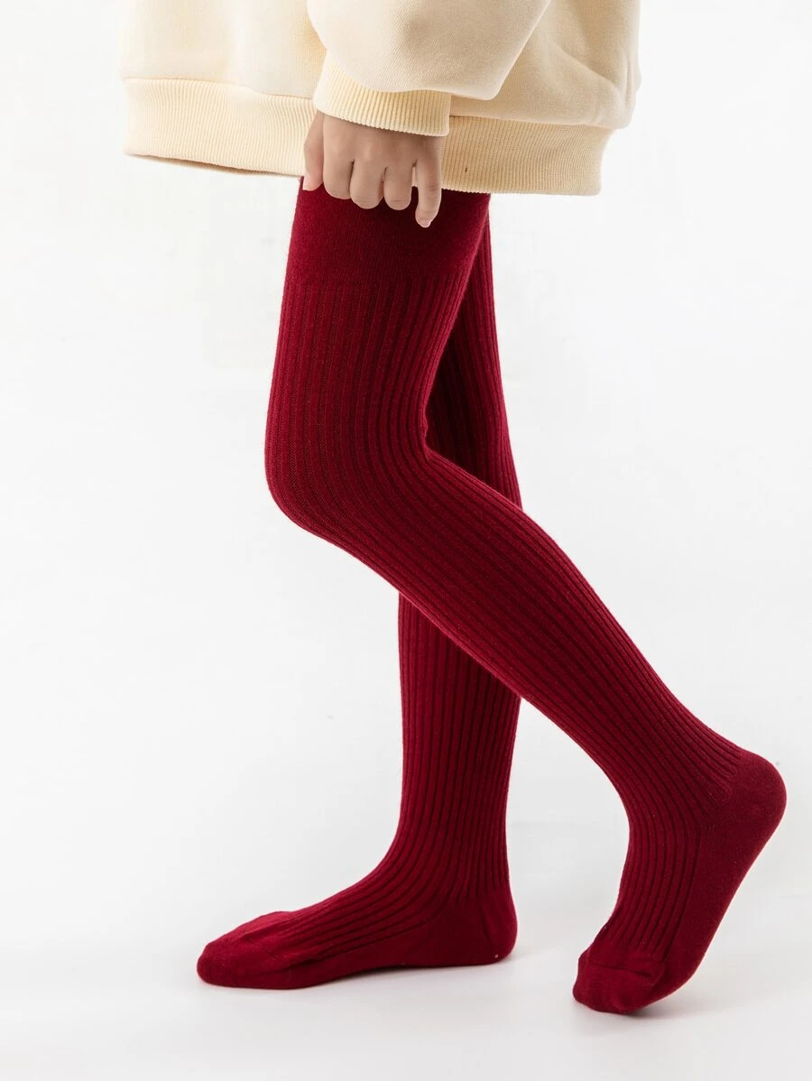 1 pieza Mono ajustado de rayas verticales dulce y casuales de unicolor para niñas, apto para la vida cotidiana - Rojo - Ver 1