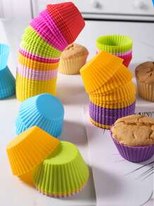6入組隨機顏色矽膠蛋糕模具圓形鬆餅紙杯蛋糕烘焙模具可重複使用的DIY蛋糕裝飾工具婚禮生日派對裝飾品