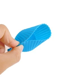 6入組隨機顏色矽膠蛋糕模具圓形鬆餅紙杯蛋糕烘焙模具可重複使用的DIY蛋糕裝飾工具婚禮生日派對裝飾品