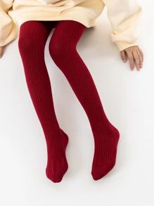 1 pieza Mono ajustado de rayas verticales dulce y casuales de unicolor para niñas, apto para la vida cotidiana - Rojo - Ver 6