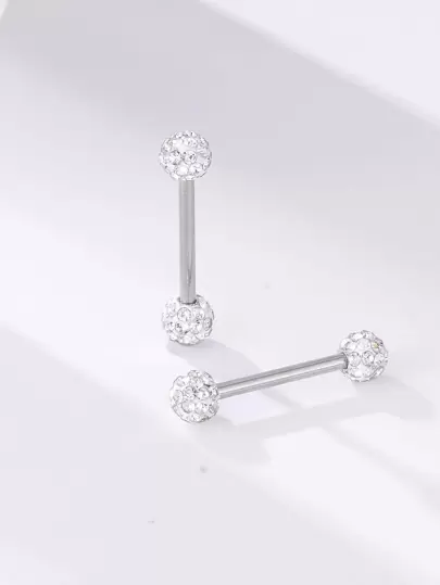 2 st rostfria skivstångsringar i bröstvårtor