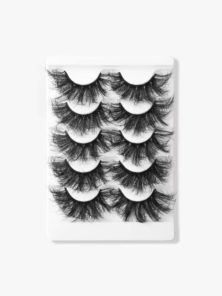 5pairs Volumized False Eyelashes - Black - View 1