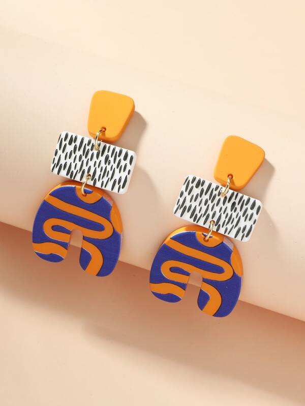 Geo Decor Drop Earrings