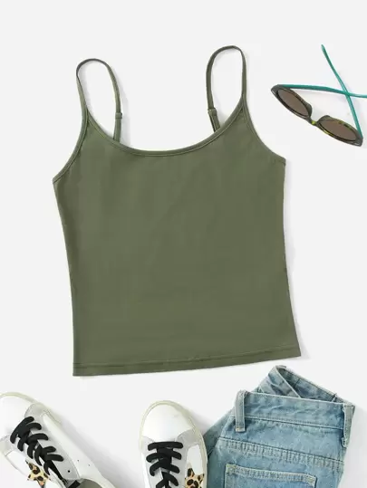 SHEIN EZwear Solid Adjustable Strappy Cami Top