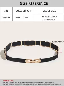 1pc Women's Minimalist Metal Decor Thin Waist Belt, Simple And Elegant Metal Accessory For Waist Cinching For Dresses, Suitable For Daily Commute Summer, School - Black - View 5