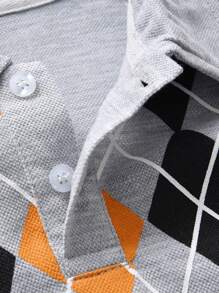 SHEIN 年輕男孩菱形印花polo衫