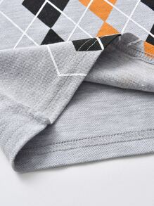 SHEIN 年輕男孩菱形印花polo衫