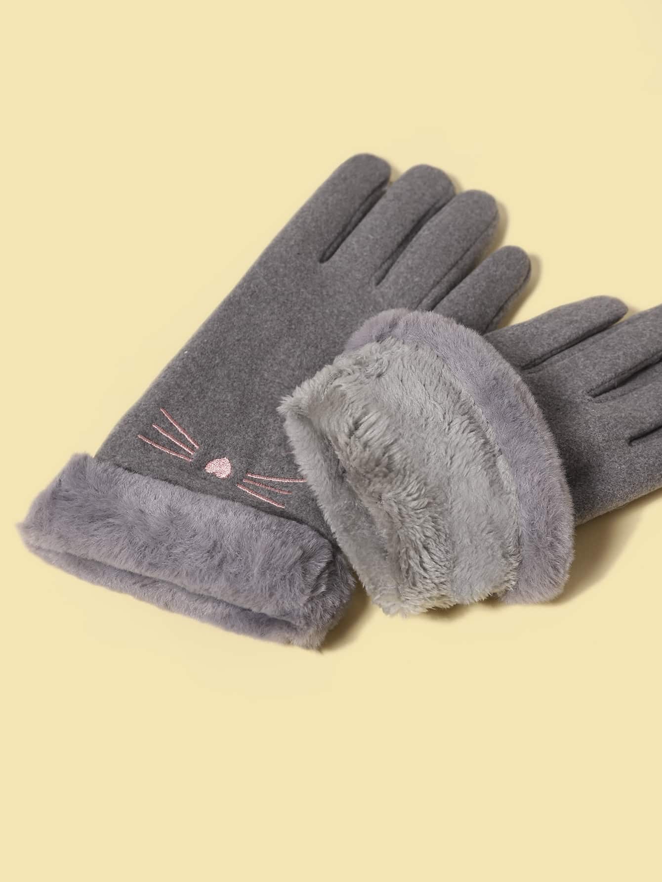 Girls Embroidered Detail Gloves