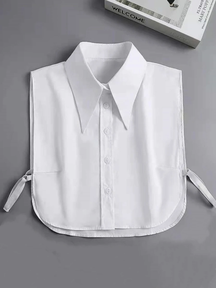 1 chiếc Cổ áo nhọn phóng đại dành cho nữ, Cổ áo giả có thể tháo rời - trắng - Xem 1
